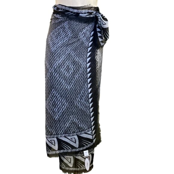 New ACE USA Large Fringed Rectangle Snake Print Scarf Black Gray #117M - Picture 10 of 12